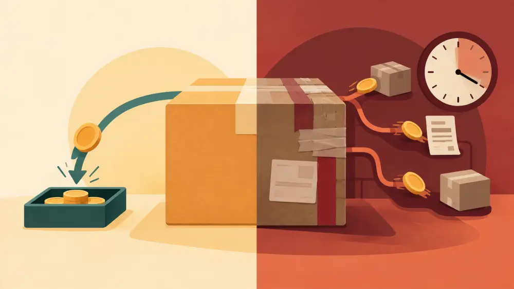 An order summary with product, delivery and total cost rows