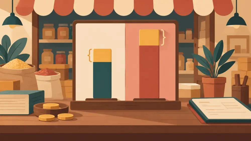 An independent online storefront with a product display and shopping bag