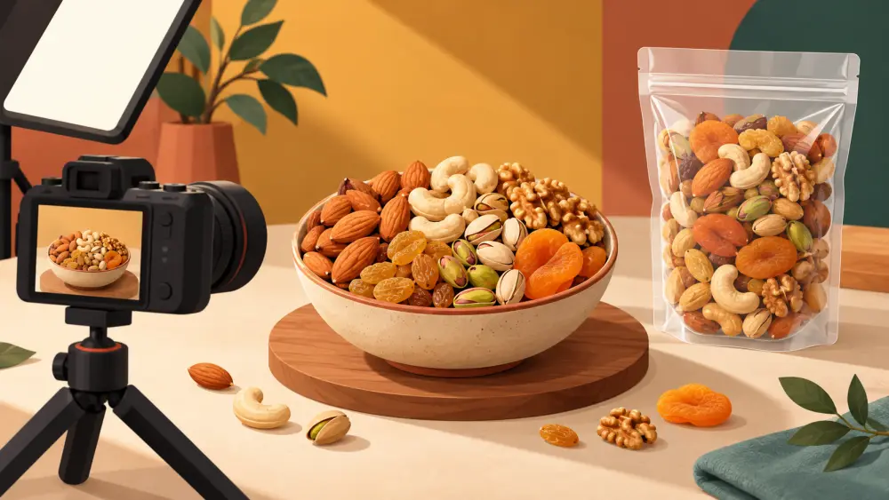 A product photographed beside a window with a reflector and a phone