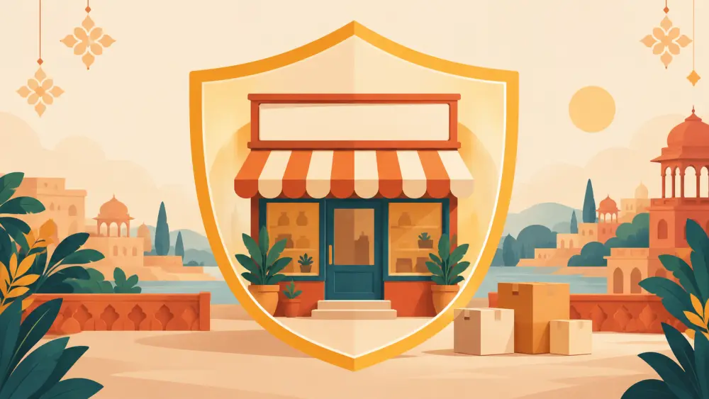 An independent online storefront with a product display and shopping bag
