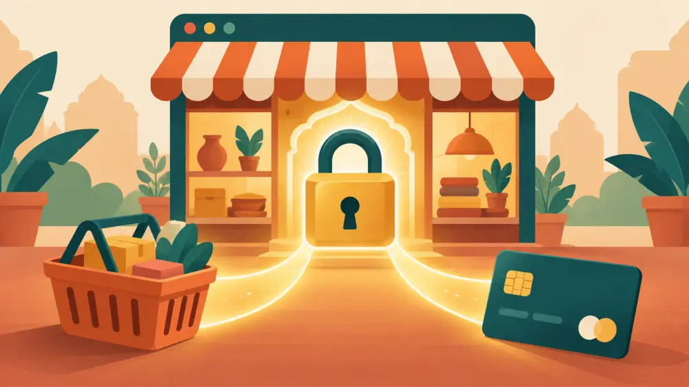 An independent online storefront with a product display and shopping bag